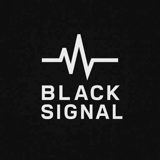 Black Signal logo with a white heartbeat line and text on a black background